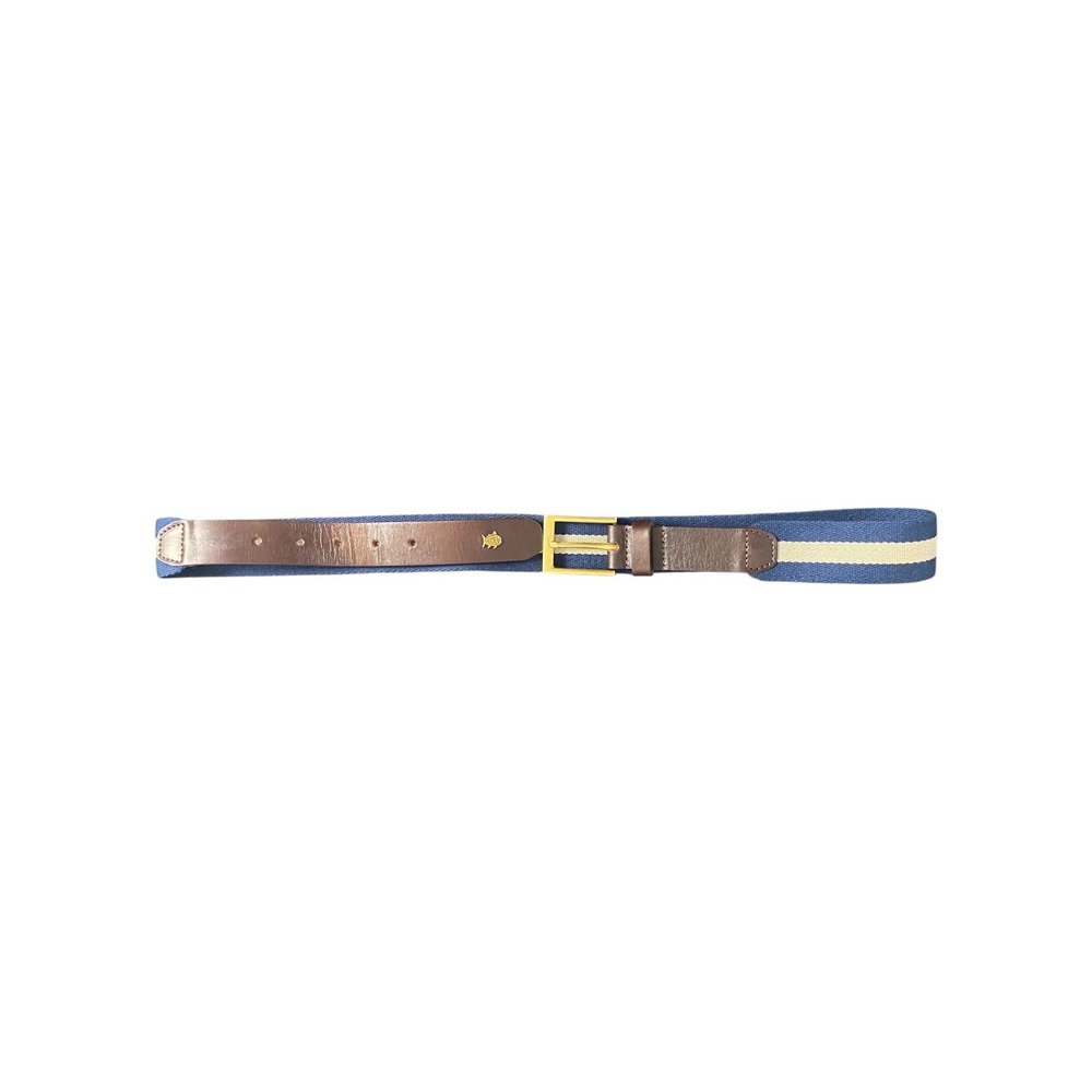 Southern Tide Striped Canvas Leather Belt Gold Buckle Men's Size 34‎